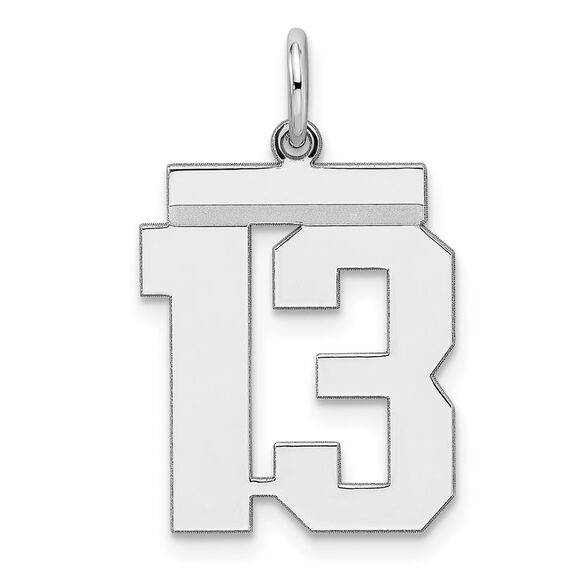 Sterling Silver, Athletic Collection Medium Polished Number 13 Pendant - Picture 1 of 5